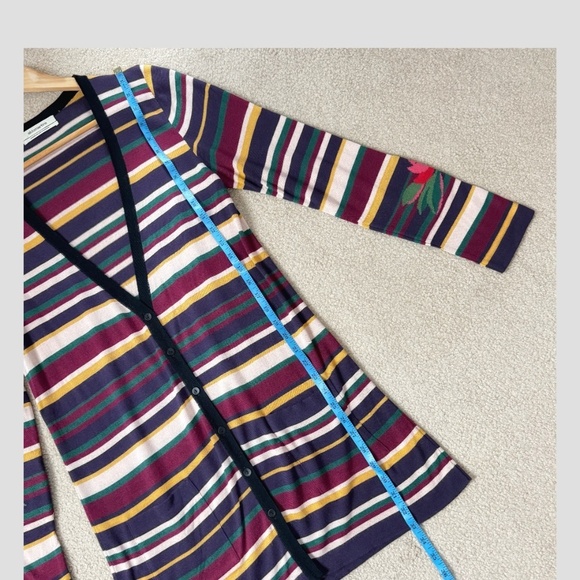 Aldo Martins Striped Cardigan Button Front VNeck Multi Color Sweater Lightweight - Picture 13 of 15